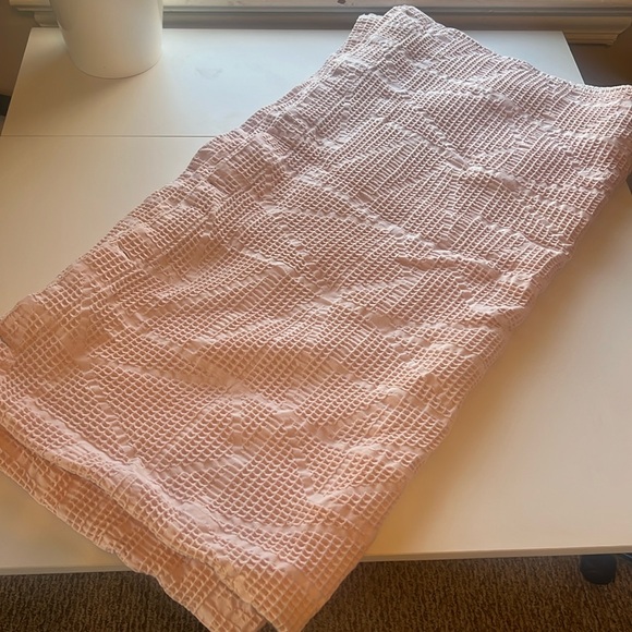 West Elm Organic Cotton Triangle Waffle Shower Curtain Blush Pink - Picture 2 of 3